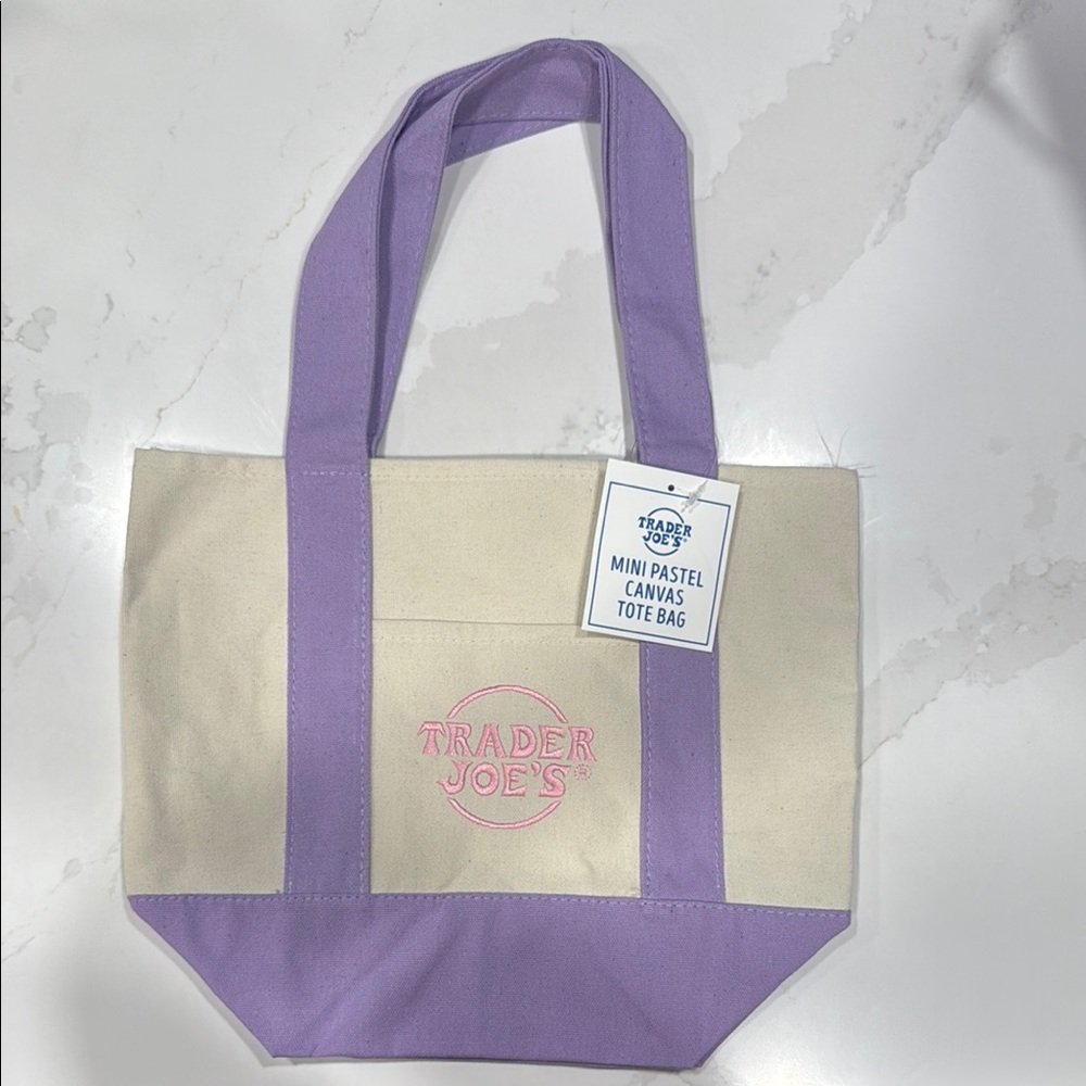 Purple and Cream Canvas Tote Bag